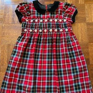 Hanna Andersson plaid tartan dress 120 EUC Smocked